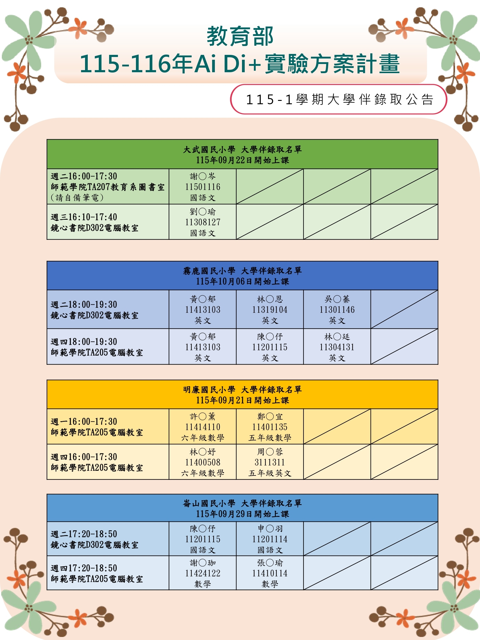 數位學伴錄取公告