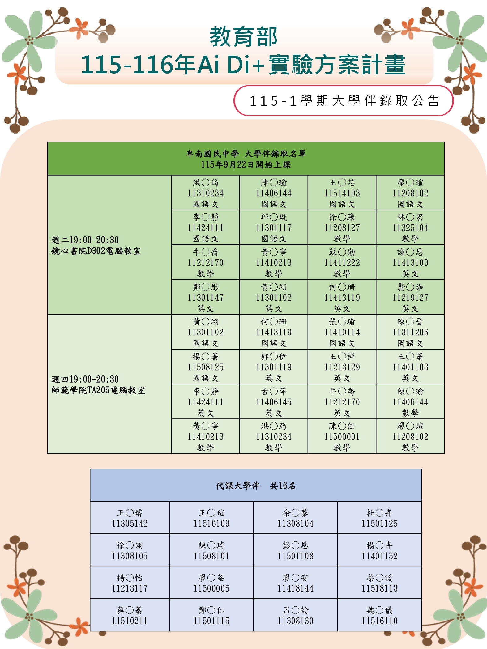 數位學伴錄取公告
