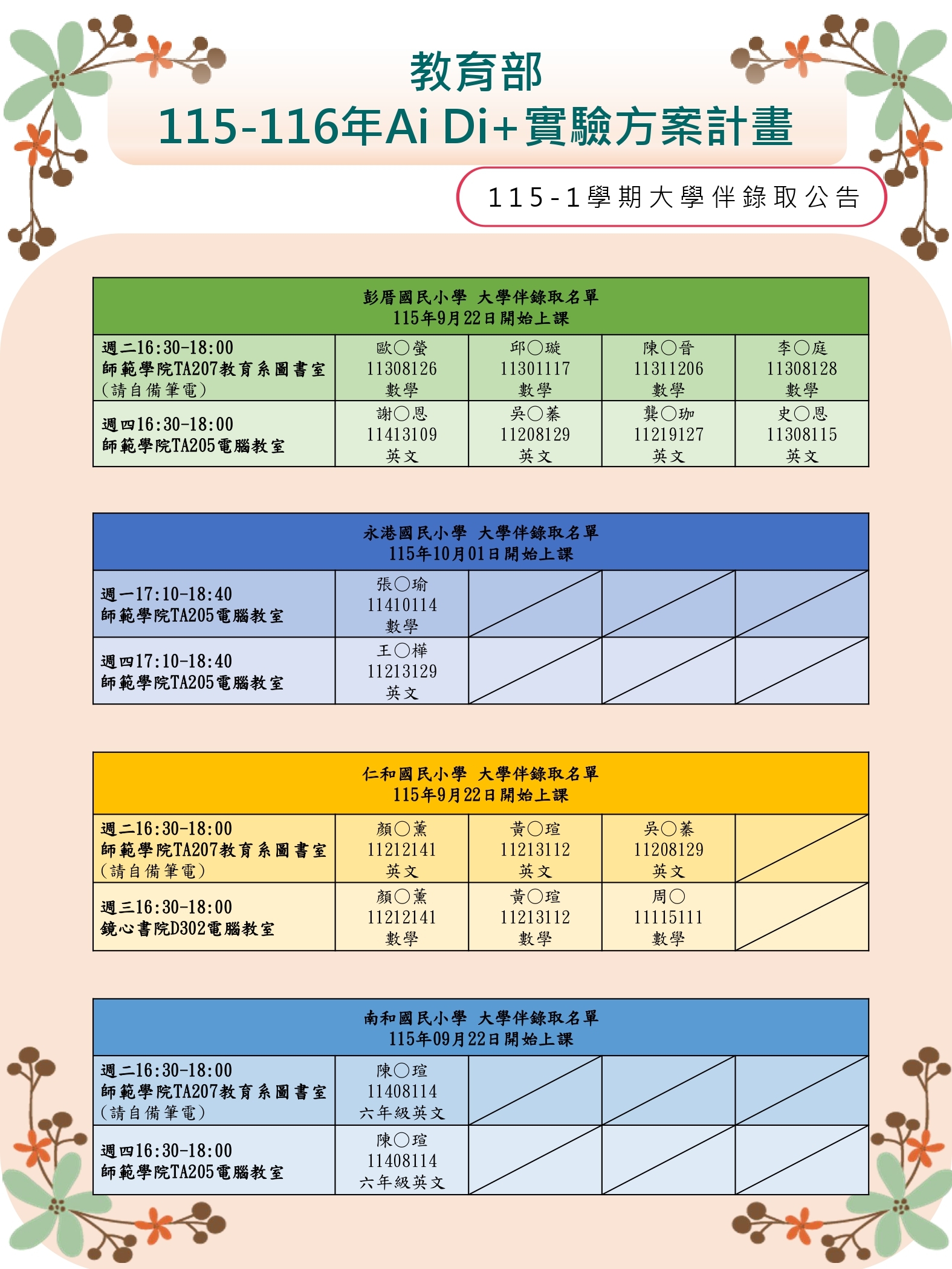 數位學伴錄取公告