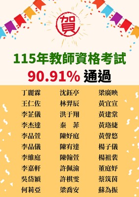 115年教師檢定通過名單