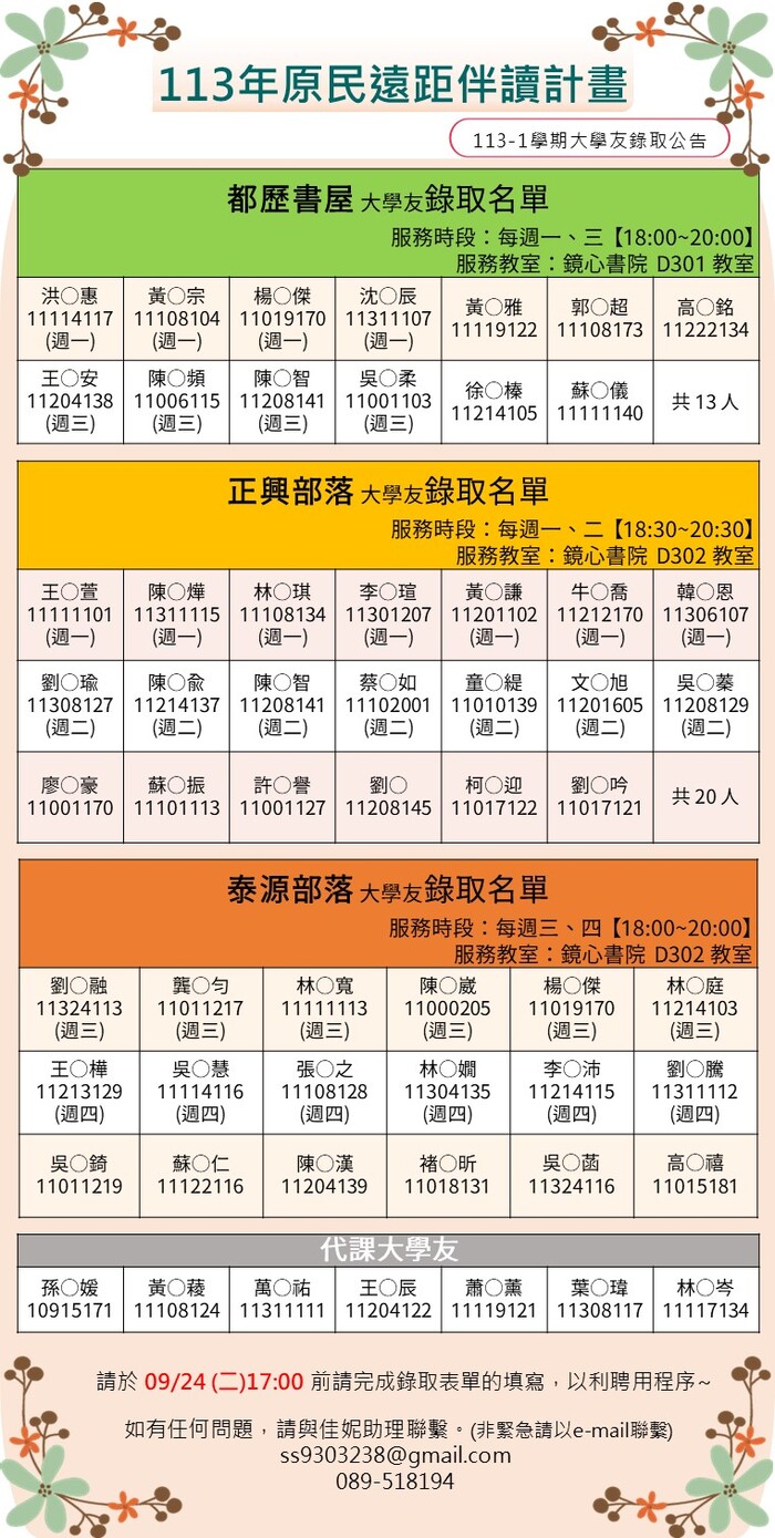 113年部落學童遠距伴讀計畫 錄取資訊圖片